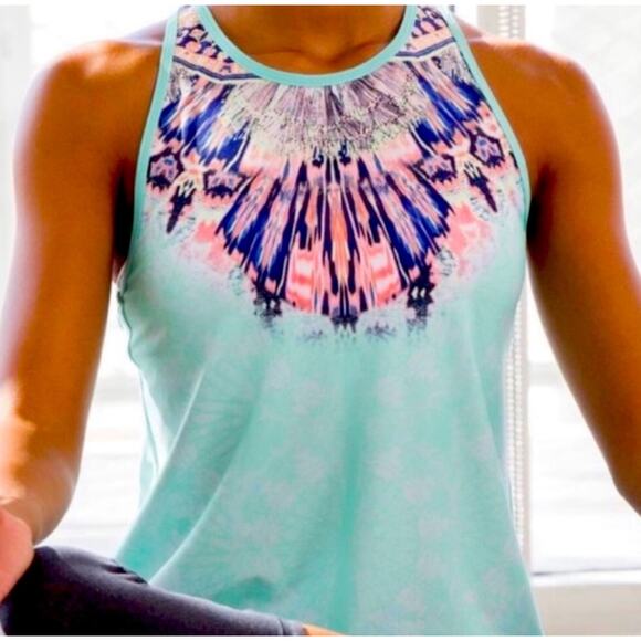 Calia by Carrie Underwood Tank Top SMALL Mint Havana Boho Strappy Athletic NEW - Picture 2 of 10